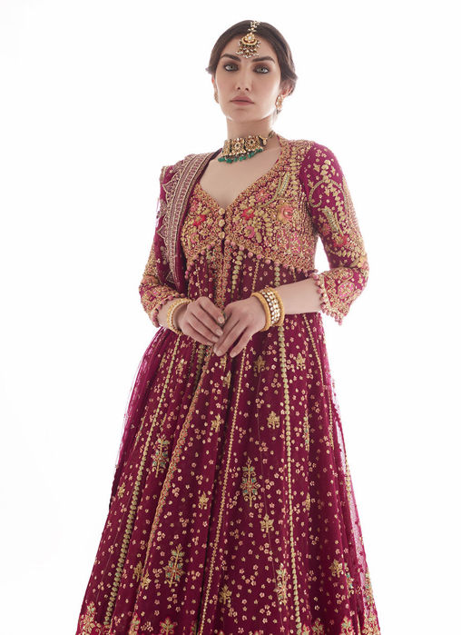 Modern Meenakari Magenta Kalidaar