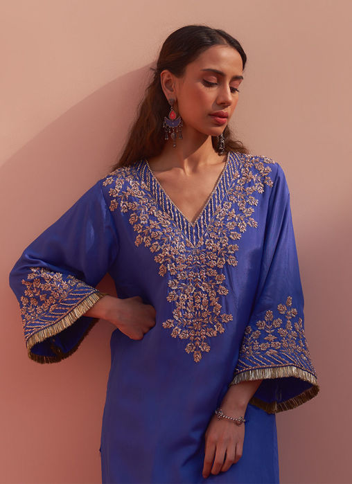 Blue Silk Choga Set