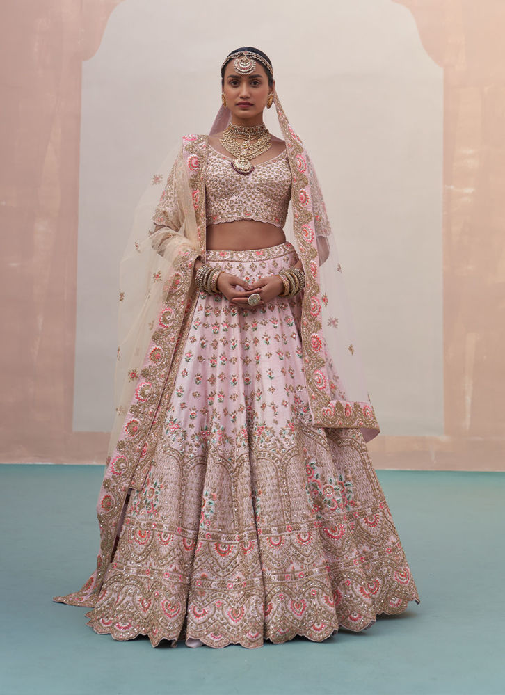 Picture of Blush Pink Double Dupatta Lehenga Set