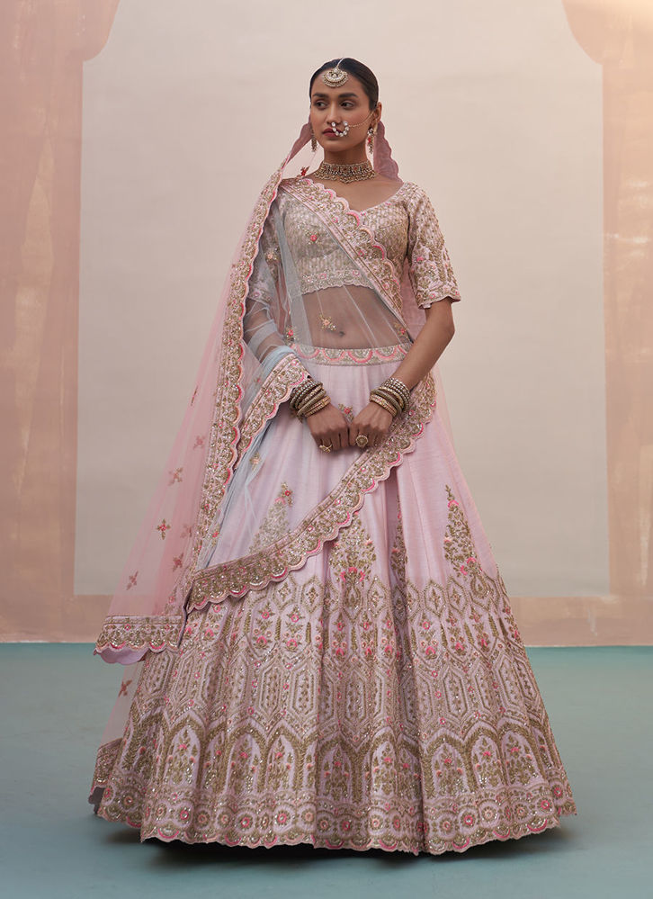 Picture of Blush Pink Double Dupatta Lehenga Set