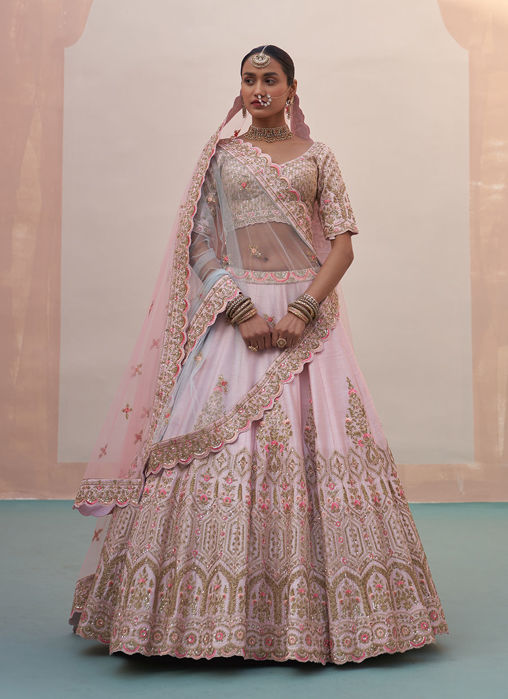 Picture of Blush Pink Double Dupatta Lehenga Set