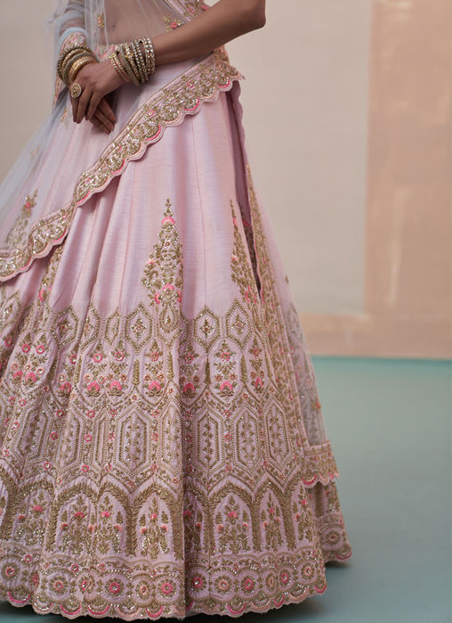 Blush Pink Double Dupatta Lehenga Set