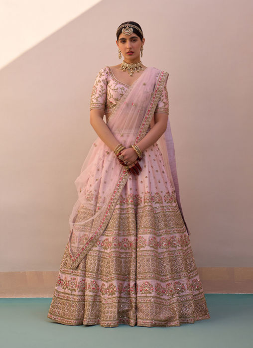 Picture of Blush Pink Double Dupatta Lehenga Set