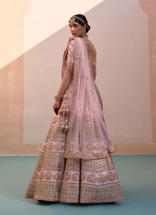 Blush Pink Double Dupatta Lehenga Set