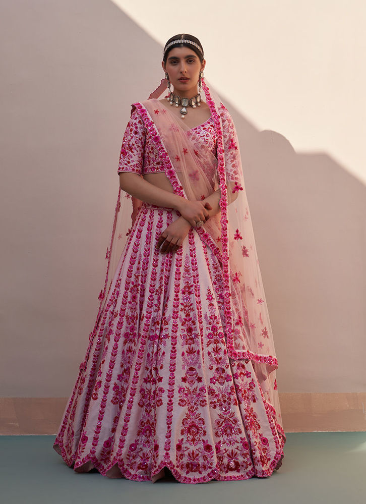 Picture of Blush Pink Double Dupatta Lehenga Set