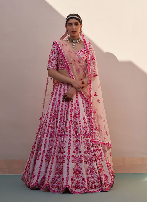 Picture of Blush Pink Double Dupatta Lehenga Set