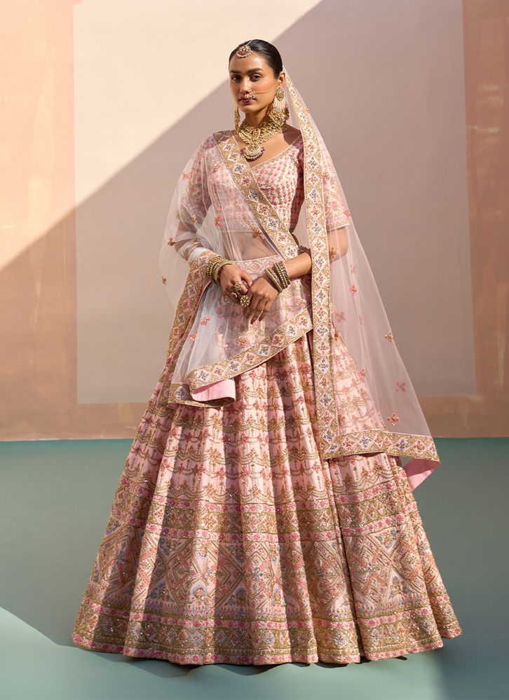 Picture of Blush Pink Double Dupatta Lehenga Set