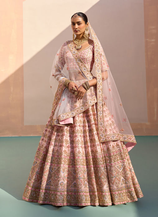 Picture of Blush Pink Double Dupatta Lehenga Set