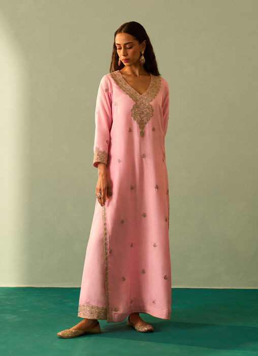 Picture of Blush Pink Silk Kurta Set