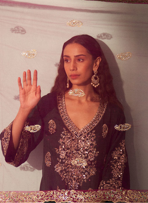 Green Silk Choga Set