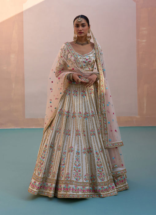Picture of Ivory Double Dupatta Lehenga Set