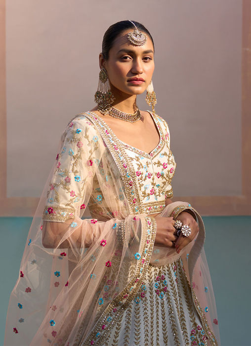 Ivory Double Dupatta Lehenga Set