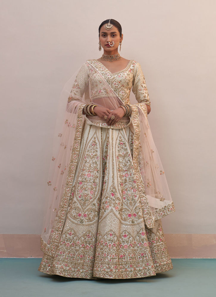 Picture of Ivory Double Dupatta Lehenga Set