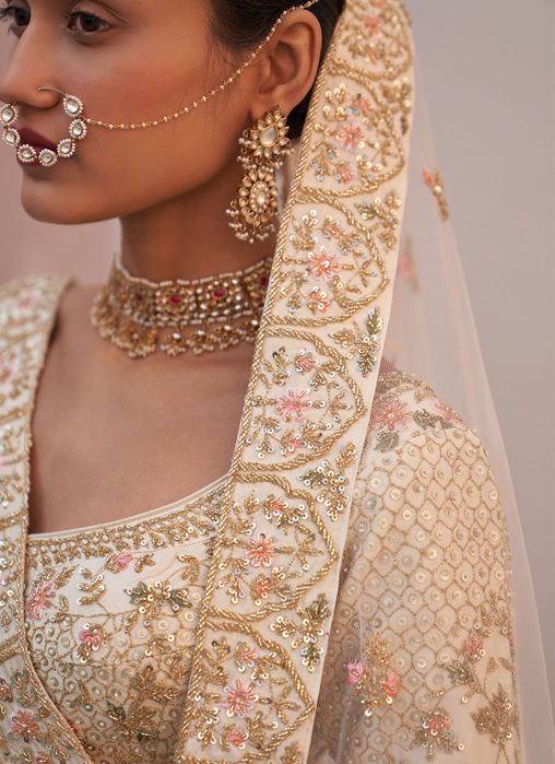 Ivory Double Dupatta Lehenga Set