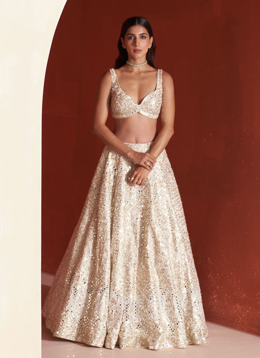 Picture of Ivory Raw Silk Lehnga Set