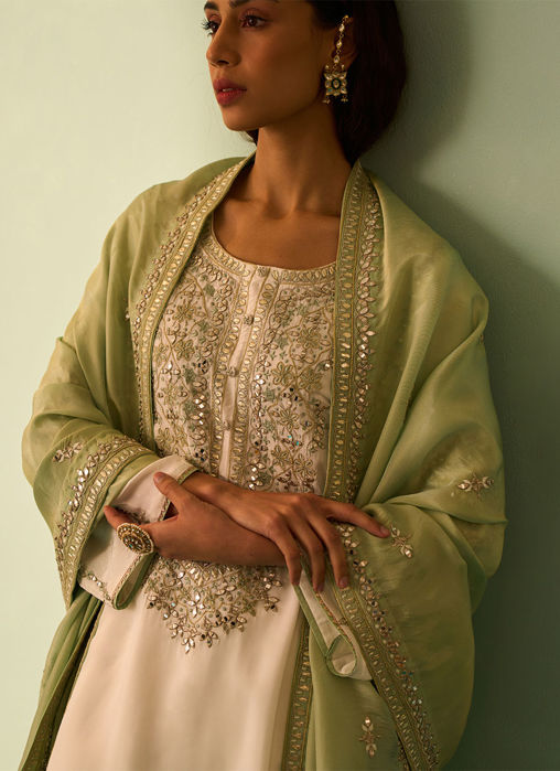 Ivory Silk Choga Set