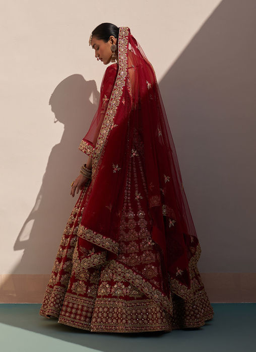 Maroon Double Dupatta Lehenga Set