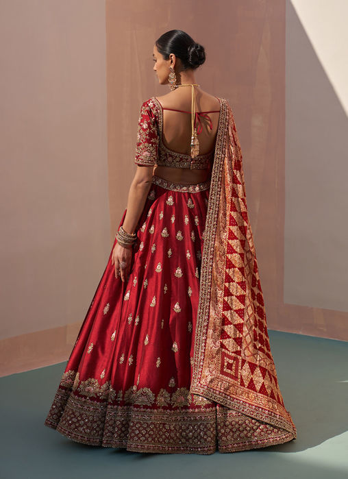 Maroon Double Dupatta Lehenga Set