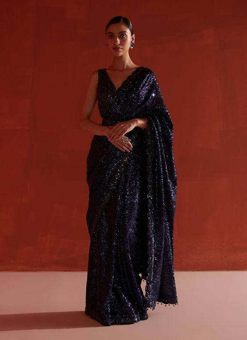 Picture of Midnight Blue Georgette Saree