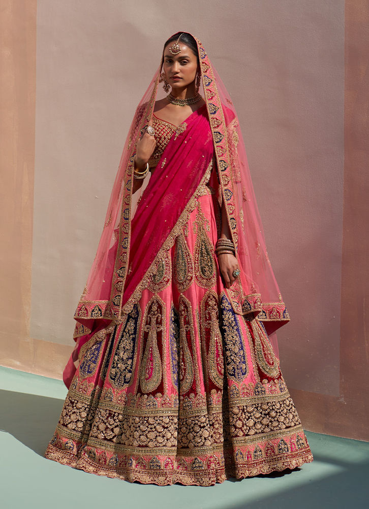 Picture of Pink Double Dupatta Lehenga Set