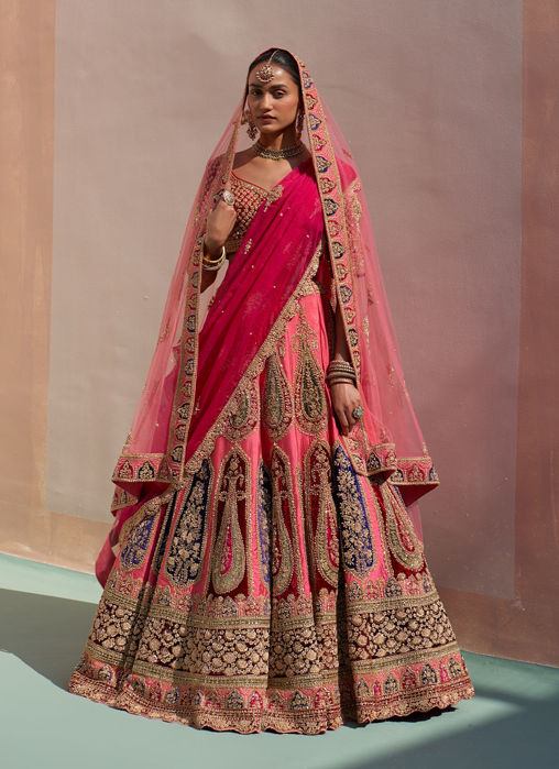 Picture of Pink Double Dupatta Lehenga Set