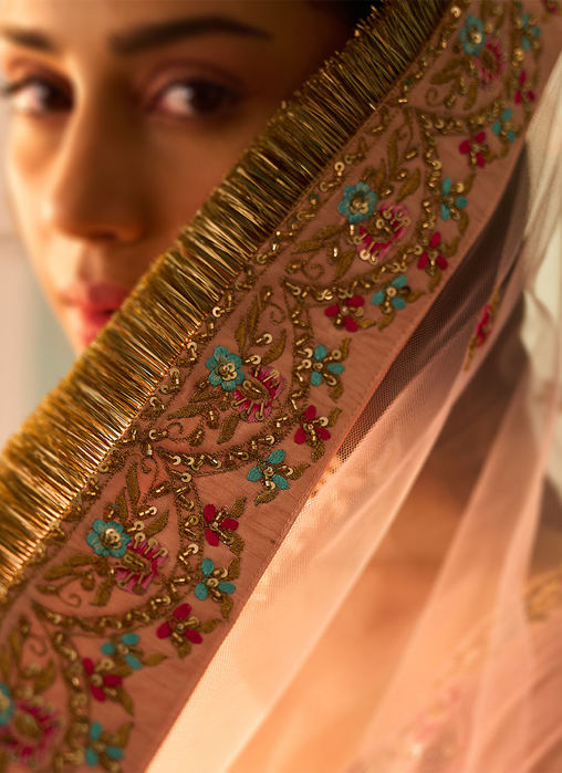 Pink Raw Silk Sharara Set