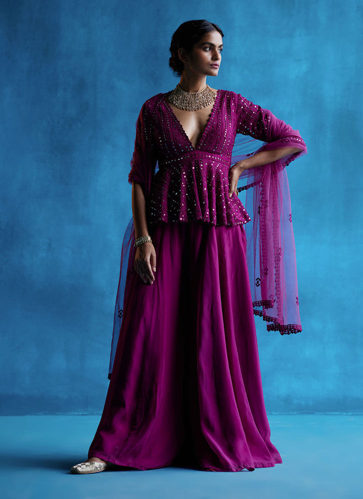 Plum sharara set meraki