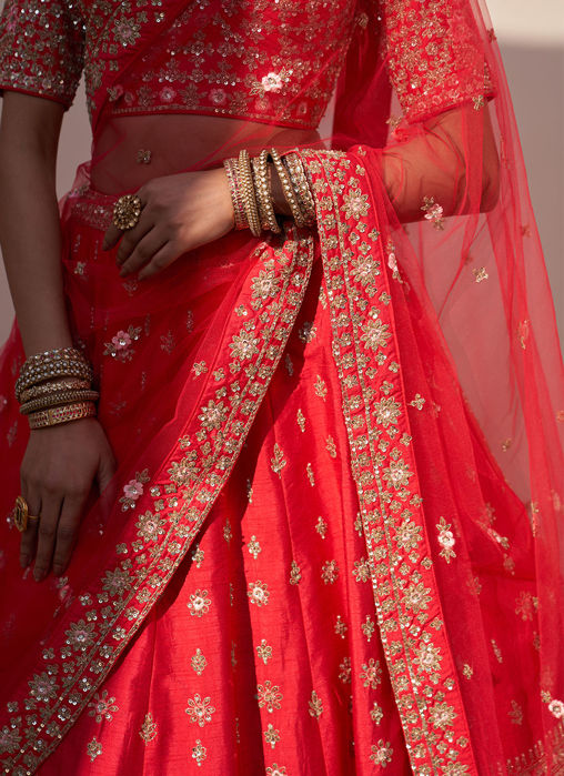 Red Double Dupatta Lehenga Set