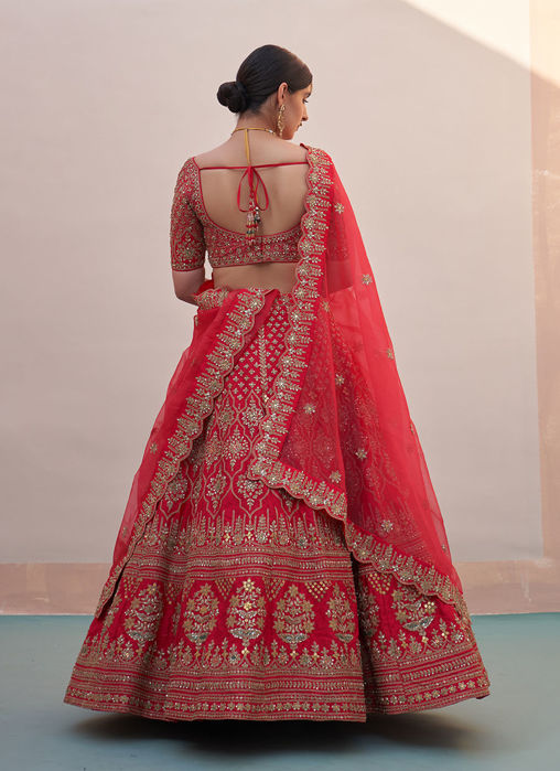 Red Double Dupatta Lehenga Set