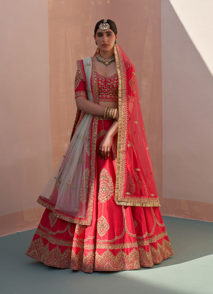 Picture of Red Double Dupatta Lehenga Set