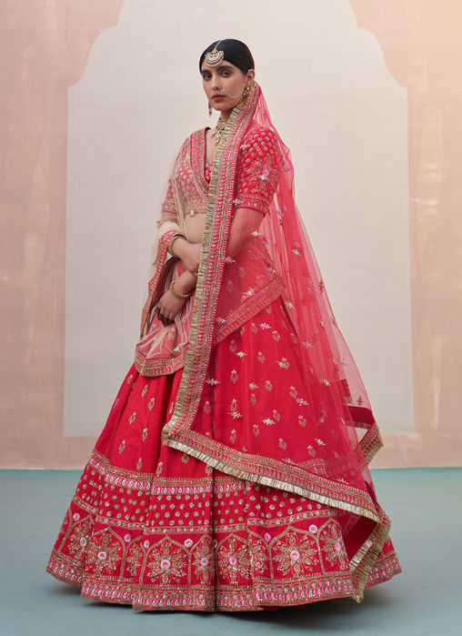 Picture of Red Double Dupatta Lehenga Set