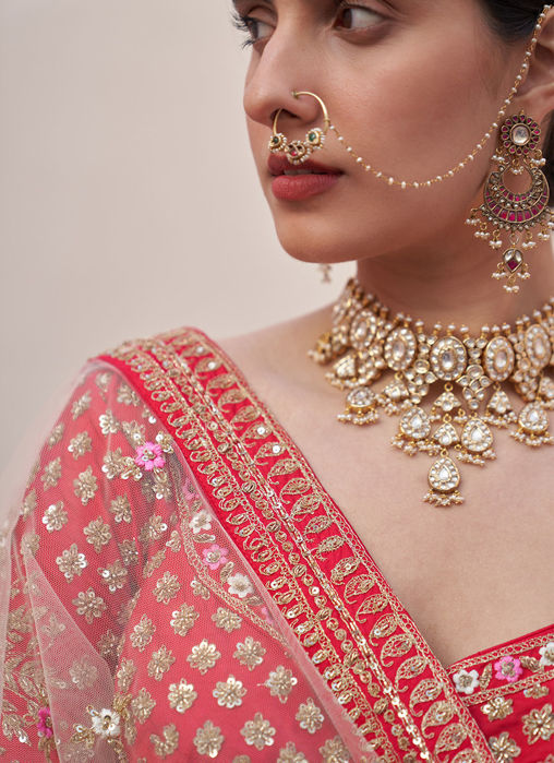 Red Double Dupatta Lehenga Set