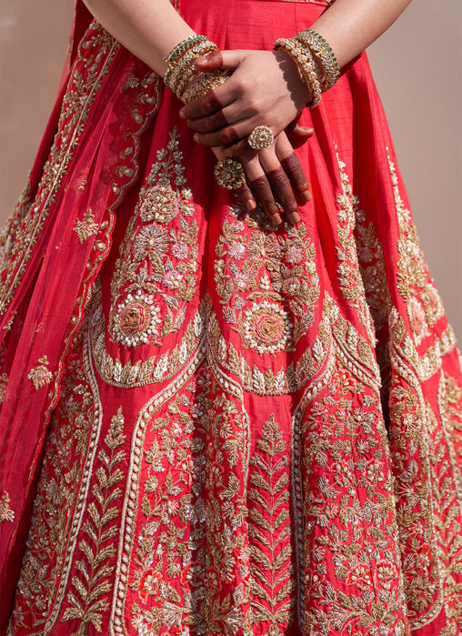 Red Double Dupatta Lehenga Set