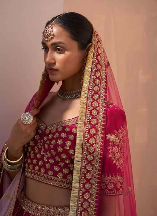 Red Double Dupatta Lehenga Set