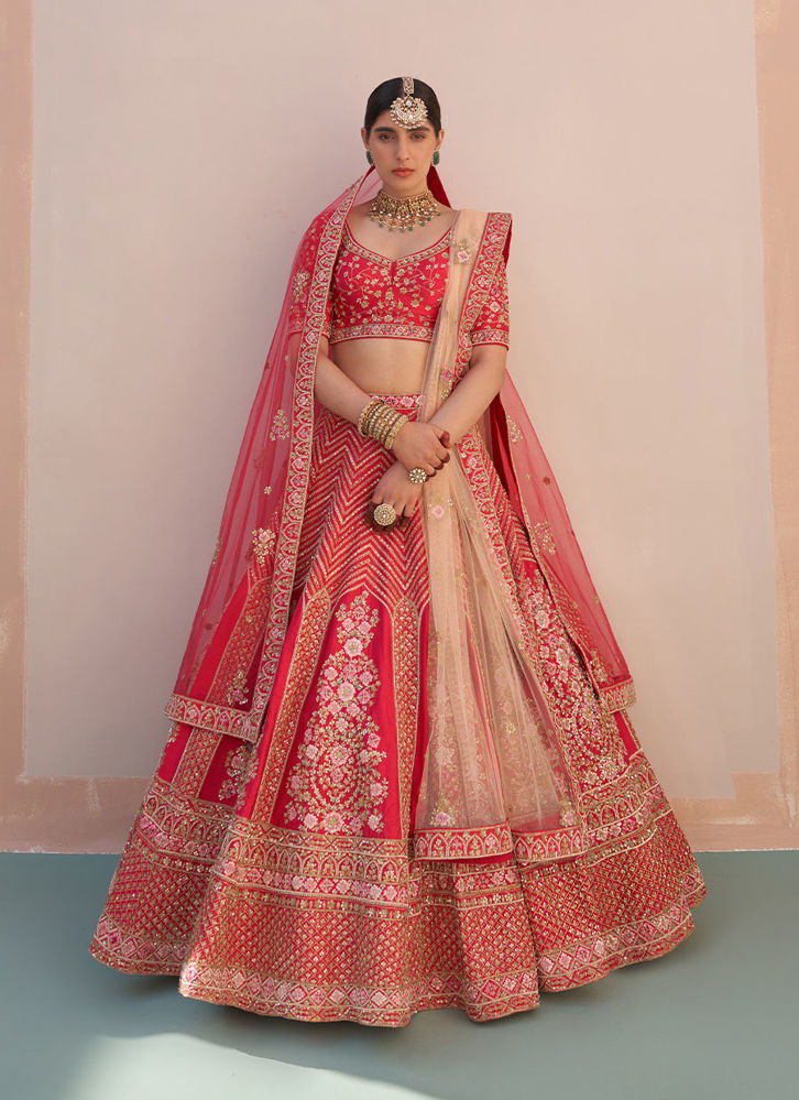 Picture of Red Double Dupatta Lehenga Set