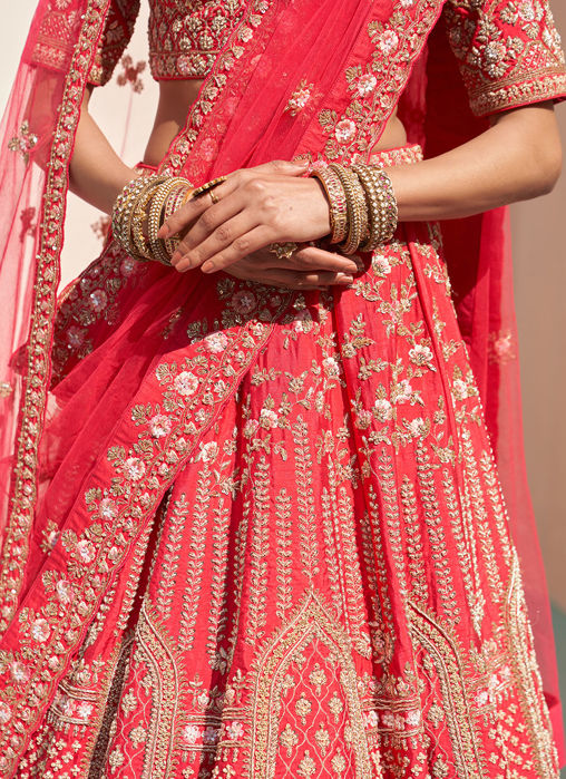 Red Double Dupatta Lehenga Set