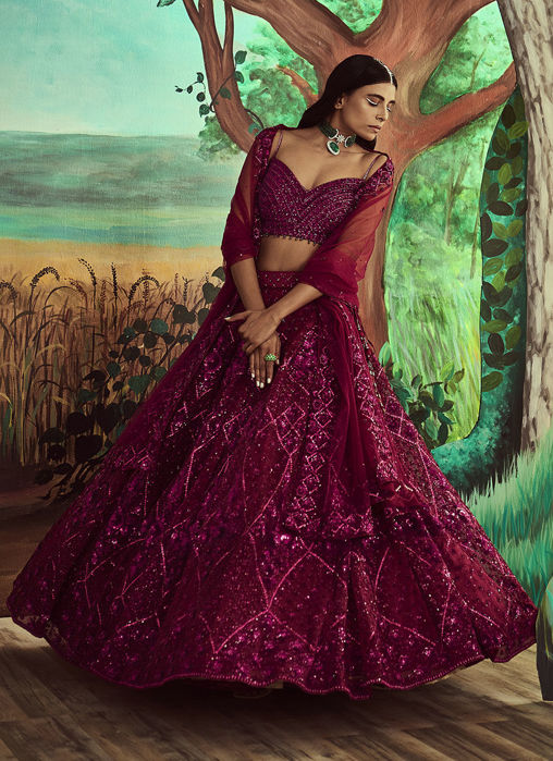 Picture of Tonal Wine Lehenga Set