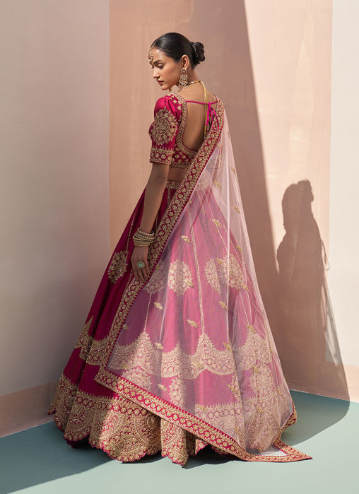 Wine Double Dupatta Lehenga Set
