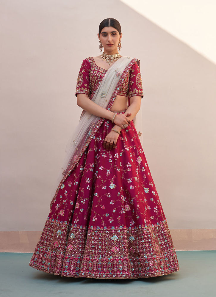 Picture of Wine Double Dupatta Lehenga Set