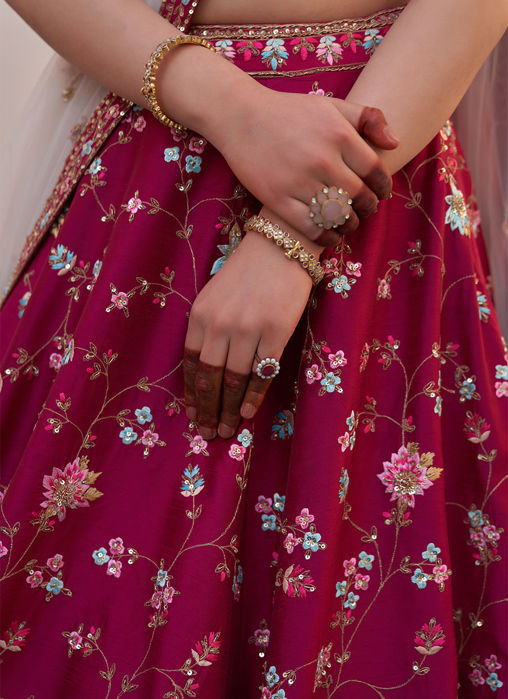 Wine Double Dupatta Lehenga Set