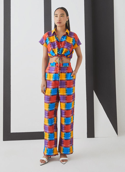 Picture of Baltimore Check Crop Top And Trousers Co-Ord