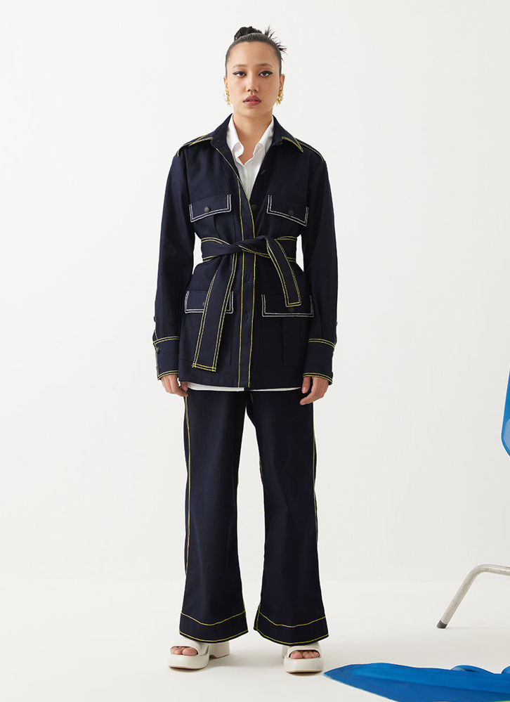 Picture of Blue Rover Denim Blazer And Trousers Co-Ord