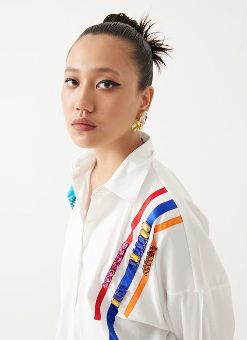 Embroidered Poplin Box Shirt