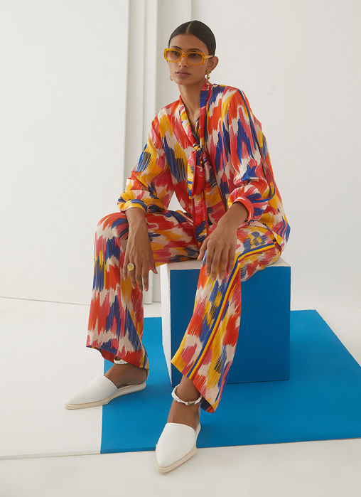Ikat Knot Shirt And Trousers Co-Ord