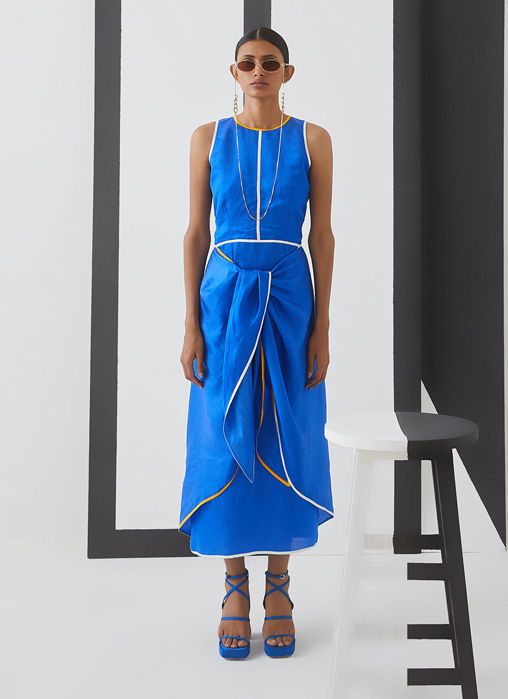 Picture of Lil'Kim Skater Linen Front Knot Dress