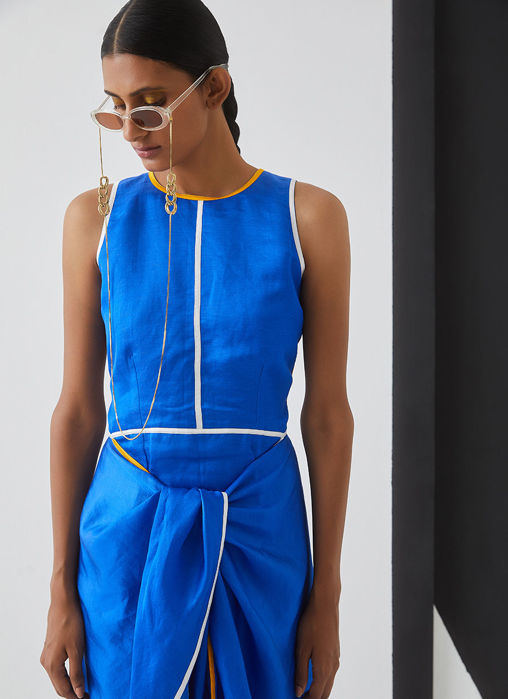 Lil'Kim Skater Linen Front Knot Dress