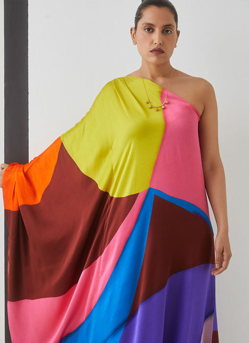 Luna Pink Swirl One Shoulder Dress