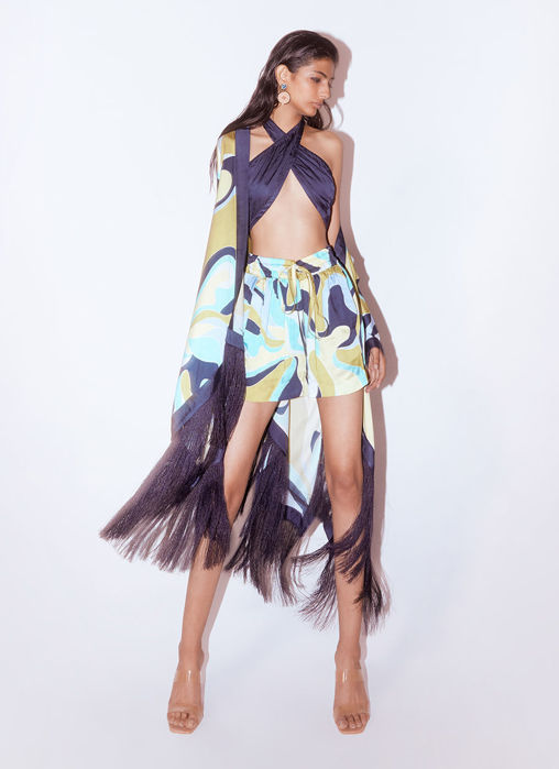 Picture of Maple Kimono, Halter Top And Shorts Co-Ord