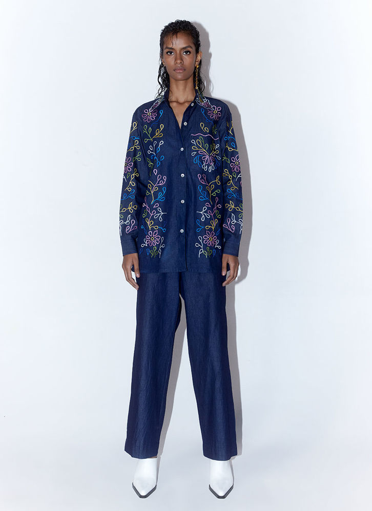 Picture of Nero Nero Denim  Shirt With Trousers Co-Ord