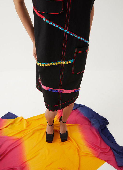 Rover Denim Dress With Swarovski